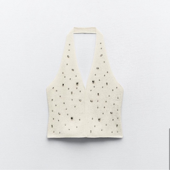 ZARA JEWEL HALTER TOP - Picture 2 of 12